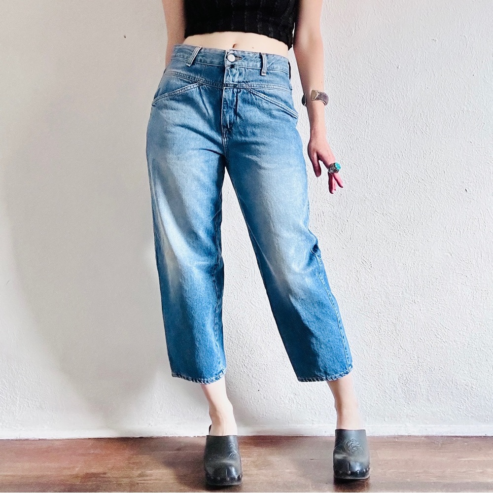 CLOSED Wild-X High Rise Jeans Girbaud Wide Leg Carpenters Cropped Denim Pants